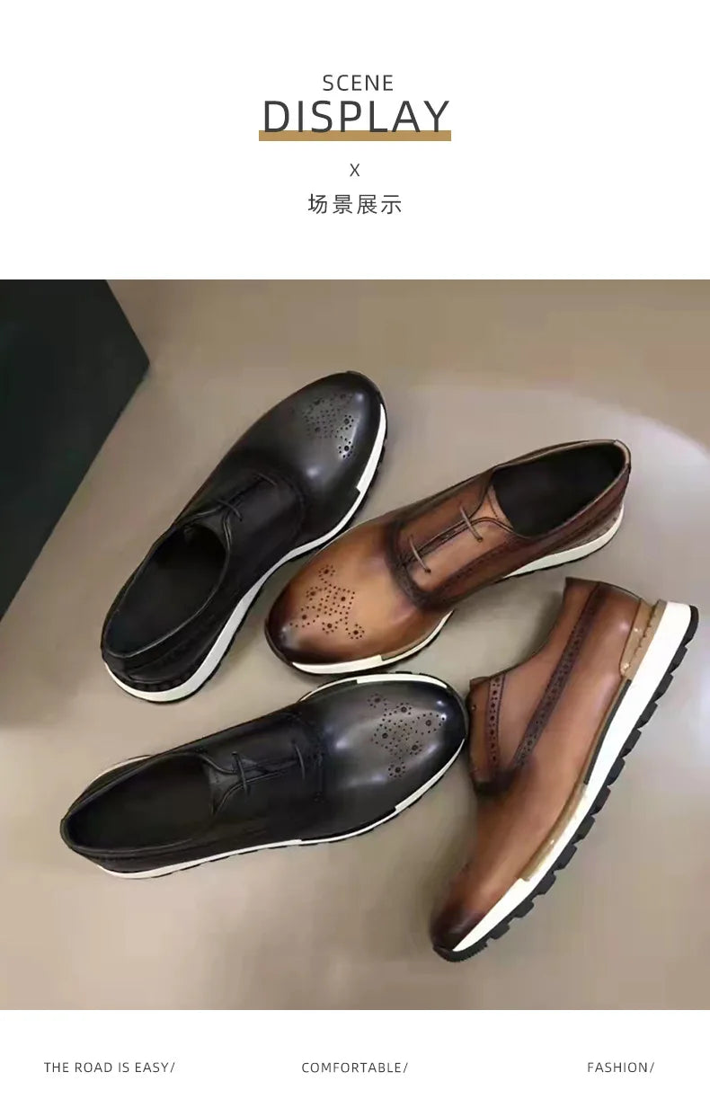 Classic Basic Style Men Oxford Shoes Genuine Leather Solid Color Men Daily Outdoor Shoes Men Nature Leather Sneakers