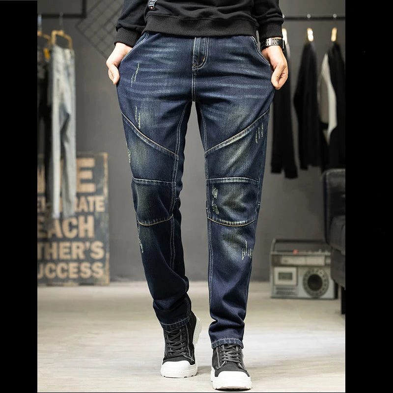 Jeans For Men  Straight Pants Men's baggy jeans Large size Korean Version Loose Washed Trousers Man Fashion ripped denim slim