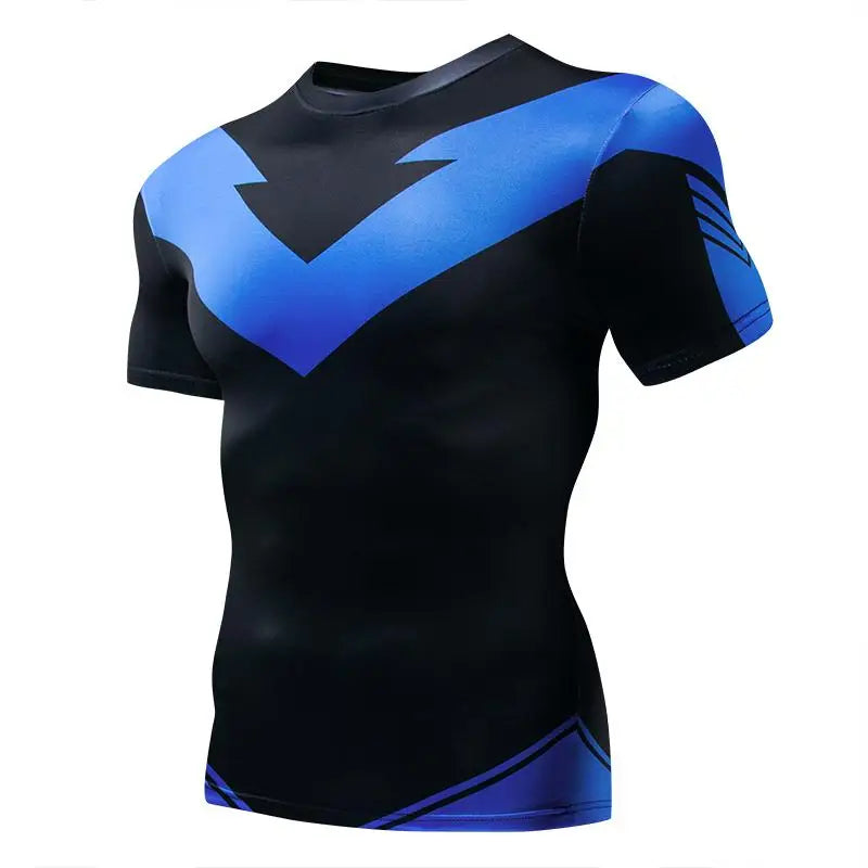 3D Nightwing Men T Shirt Running Quick-Dry Shirts Men Compression T-Shirts Sportswear Gym Rash Guard Boxing Training Sports Tops