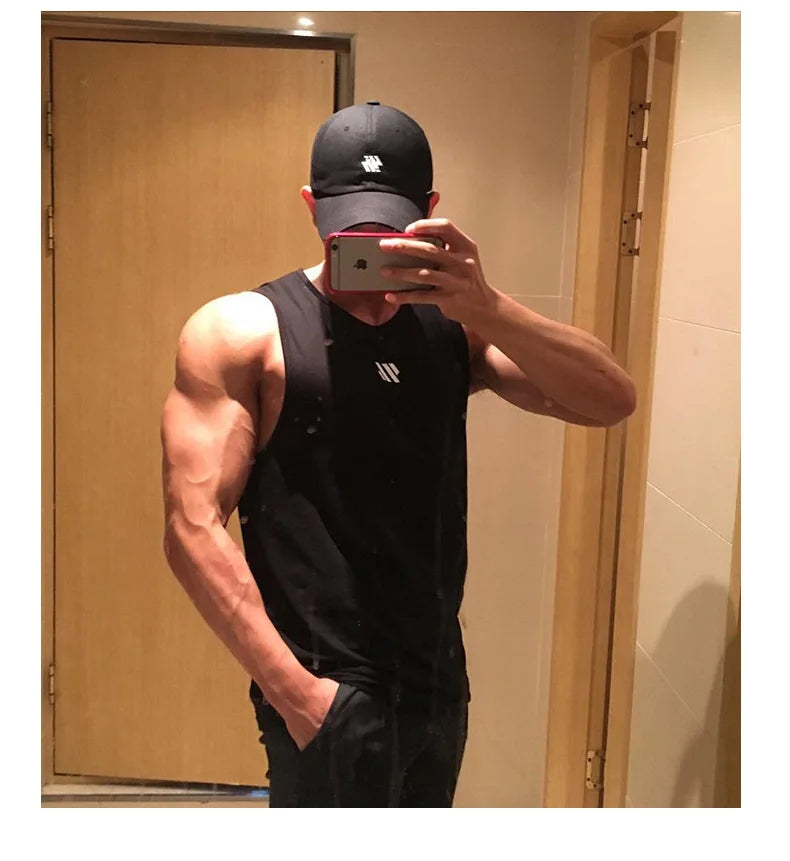 Mens Workout Tank Tops Mash Fabric Quick Dry Muscle Sleeveless Shirts Cut Off Slim Fit  Bodybuilding Gym Tees Singlet