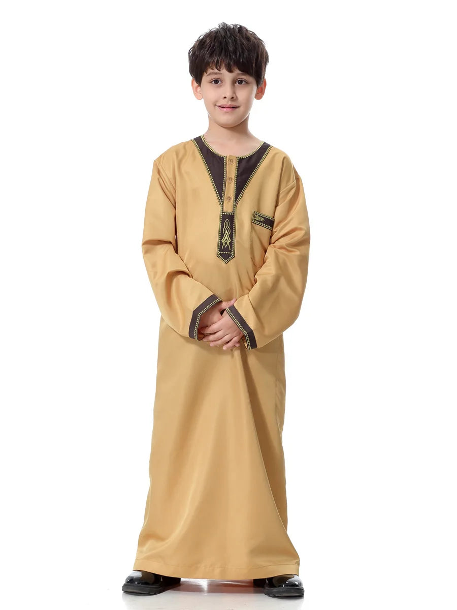 Eid Muslim Kids Abaya Jubba Thobe Dress Kimono Boy Thobe Thawb Caftan for Children Ramadan Long Robes Dress Dubai Arab 2026