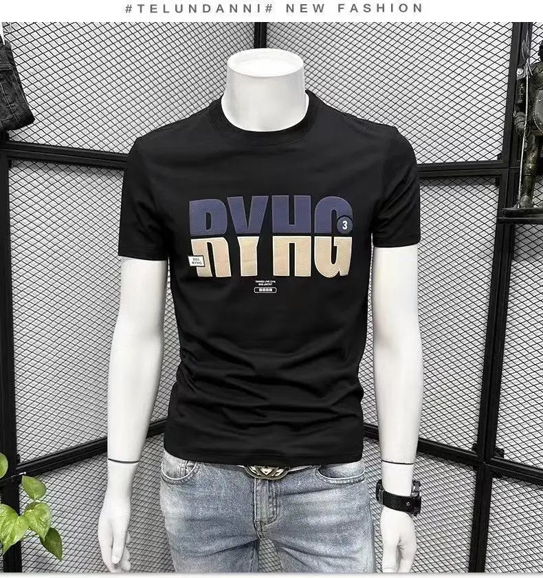 Summer Men's Clothing Luxury Designer 100℅ Cotton Streetwear Letter Printed Casual Cotton Tees Men's O-Neck Short Sleeve T-Shirt