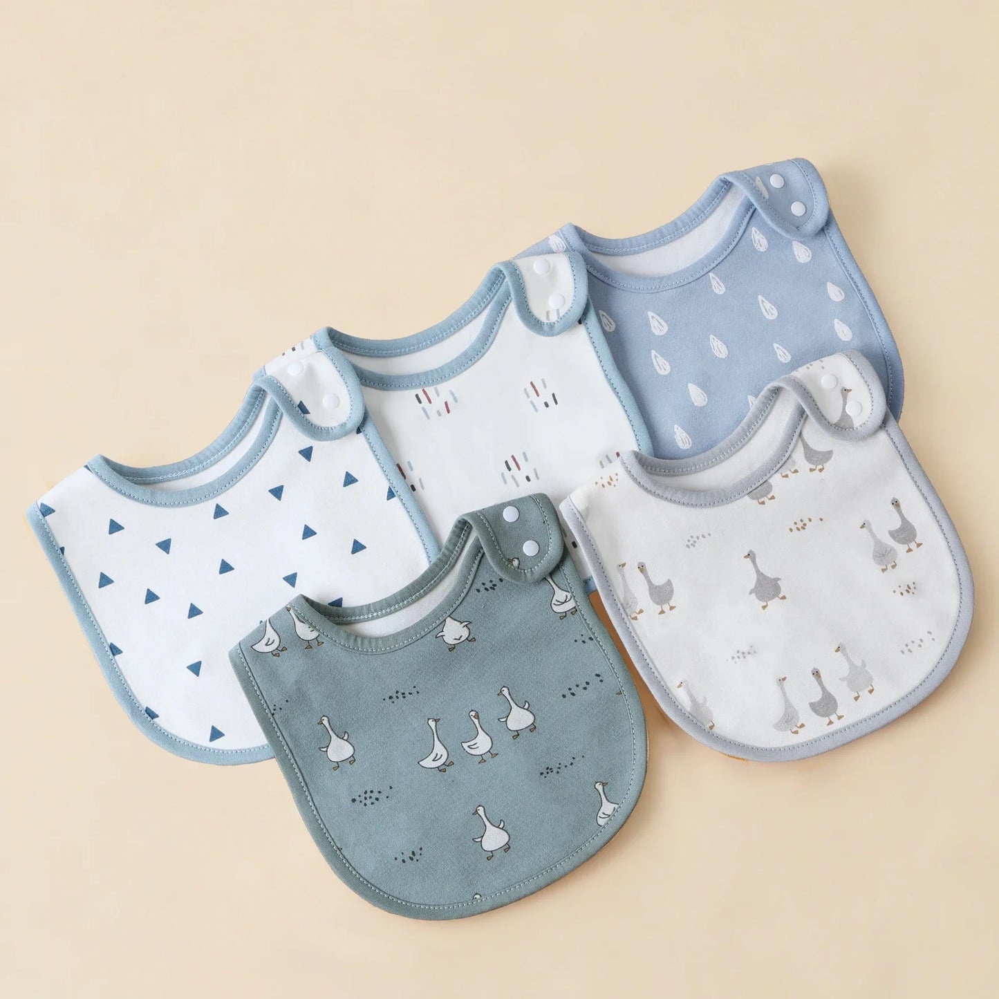 5 Pcs/set Baby Bibs U-shaped Infant Saliva Towel Easy to Wipe Kids Eating Cloth 100% Cotton Anti-spitting Skin-friendly 1-3Y