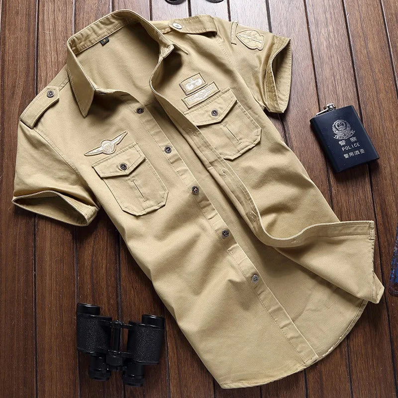 2025 New Men's Spring Cotton Casual Shirt Military Tooling Oversize Loose Long Sleeve Cargo s Male High Quality Solid Clothing