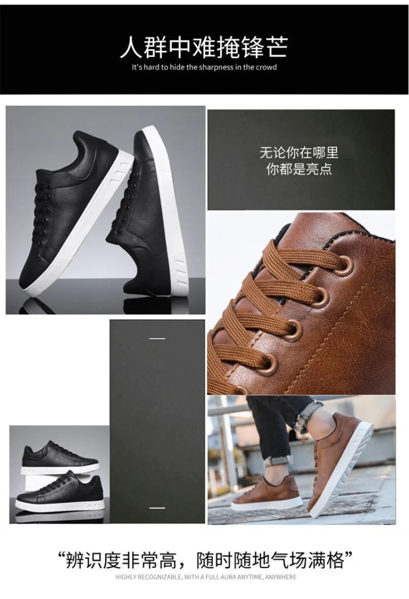 2025 Spring Classic Men Leather Casual Shoes Cross-border Hot Sale Versatile Man Sneakers Loafers Fashion Large Size Board Shoes