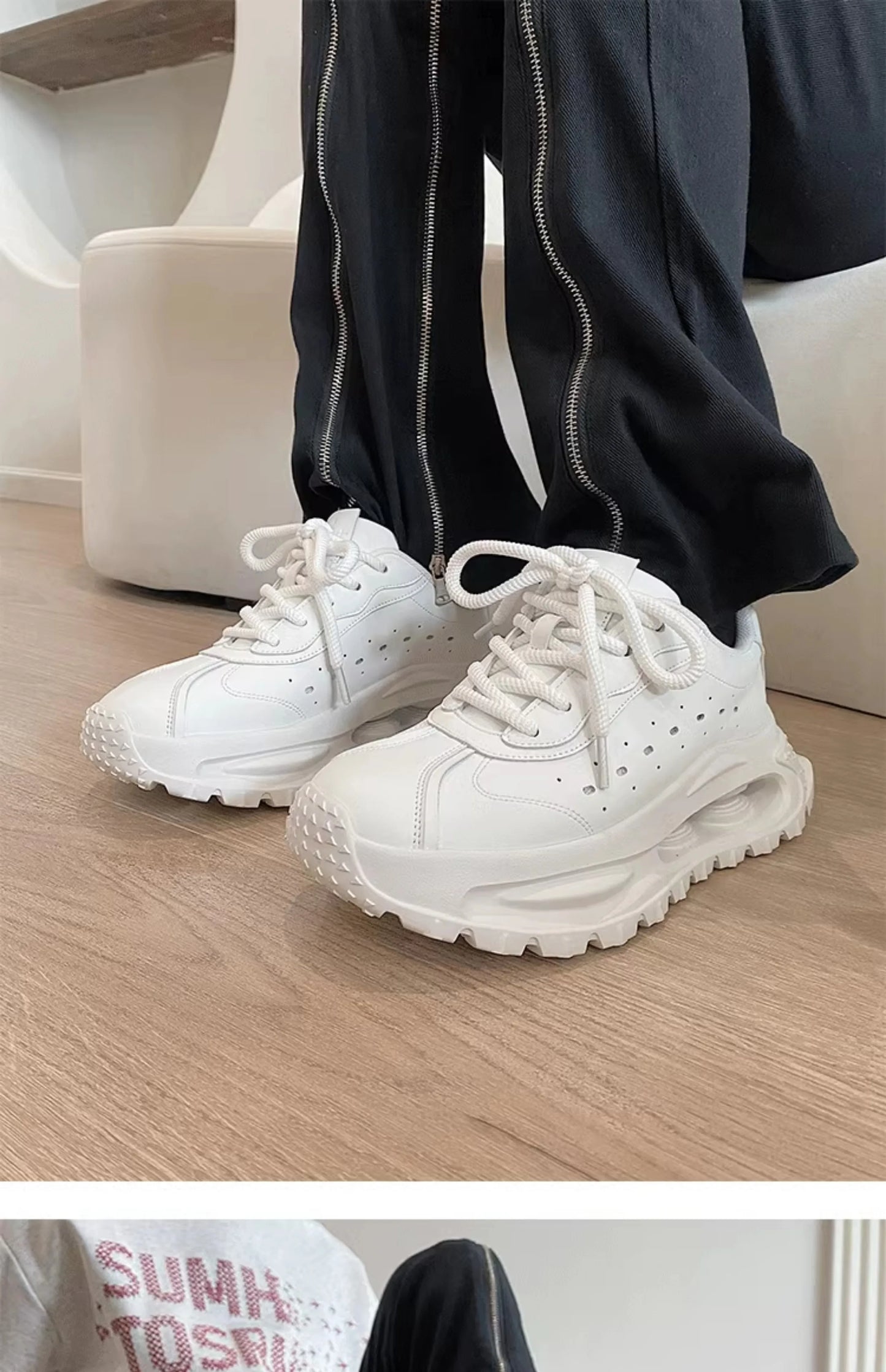 Sports shoes for men casual leather shoes street fashion brand design shock absorption soft sole height increasing dad shoes