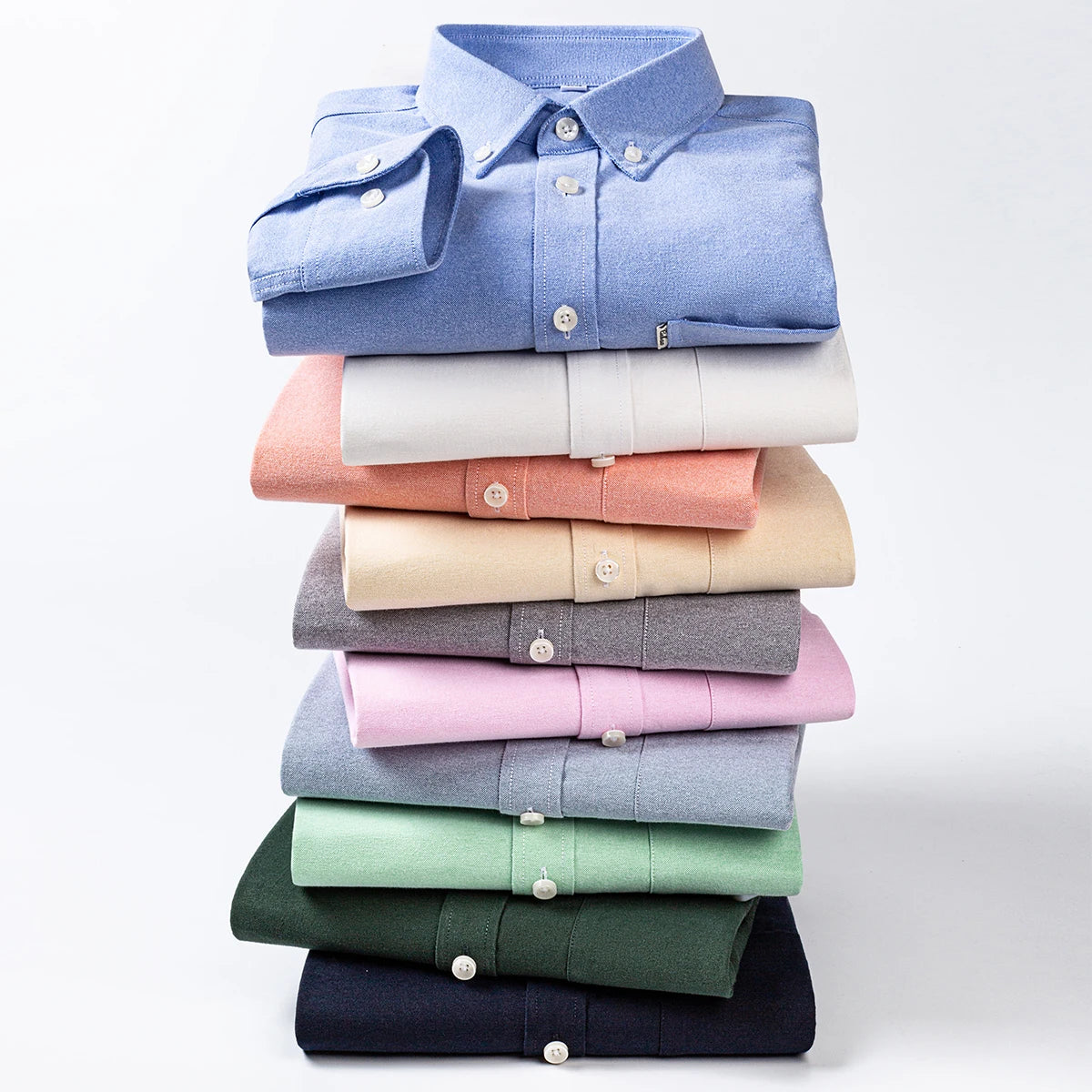 Men's Hard-wearing Comfortable 100% Cotton Long Sleeve Dress Shirt with Pocket, Spring Autumn Casual Oxford Button-Down Shirts