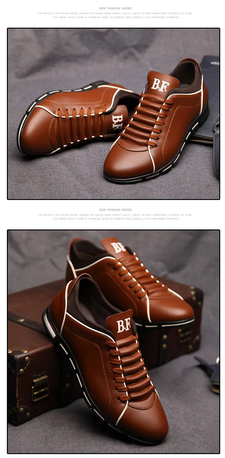 Men Shoes Casual Sneakers Spring Autumn New  Fashion Solid Leather Shoes Formal Business Sport Flat Round Toe Light Breathable