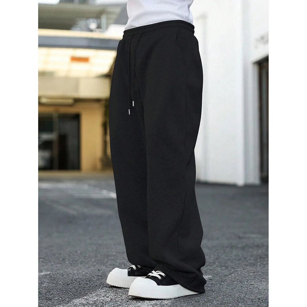 American Style Casual Pants Men Spring Autumn New Straight Leg Sport Sweatpants Drawstring Slim Wide Leg Long Pants