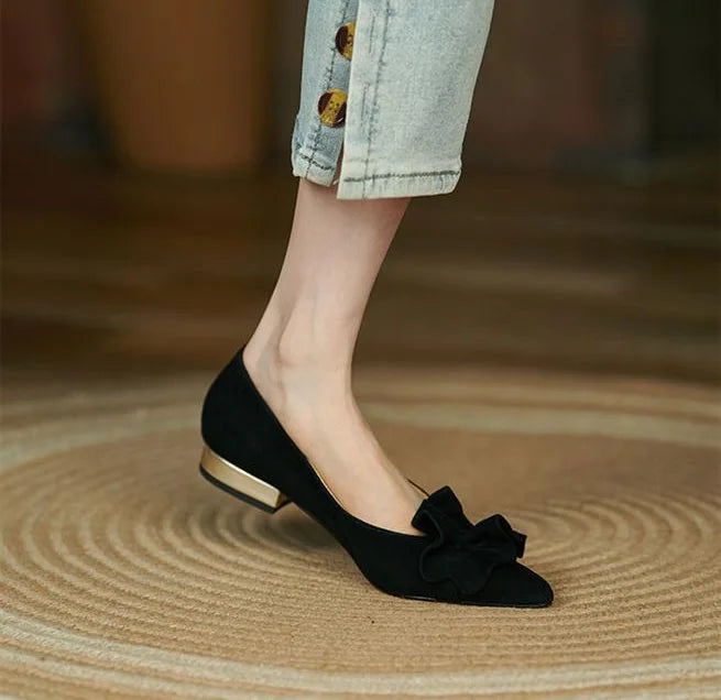 Shoes for Woman 2025 Office Women's Summer Footwear Pointed Toe Yellow Low Heel Elegant Fashion Trend on Promotion High Quality