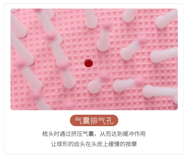 Cute Japanese Korean Massage Anti-screw Plastic Hair Brush White Curly Hair Hollow Activity Gym Untangling Hairdressing Comb