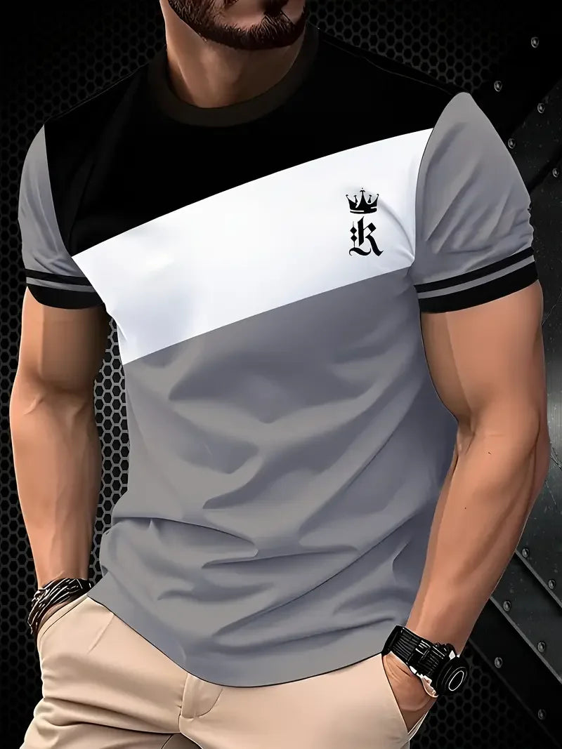 Summer Classic Men's T-shirt Outdoor Round Neck Short Sleeve Top Stripe Print Street Loose T-Shirt Male Oversized Clothing