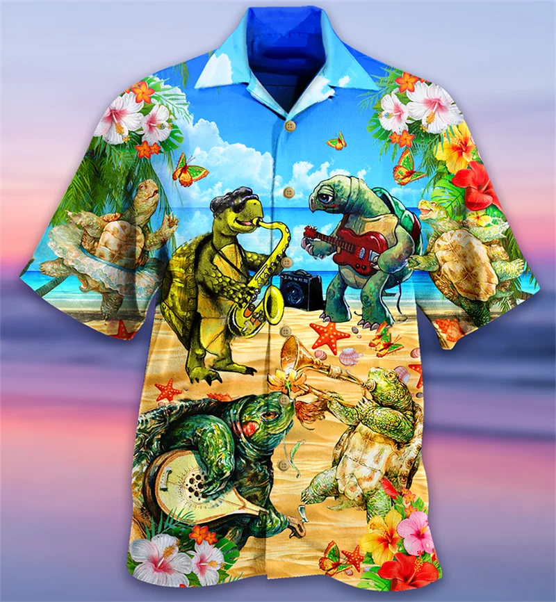 Hawaiian shirt Animal Dragon 3D shirt Summer loose breathable men's short sleeved shirt 3D printed Cuban collar men's clothing