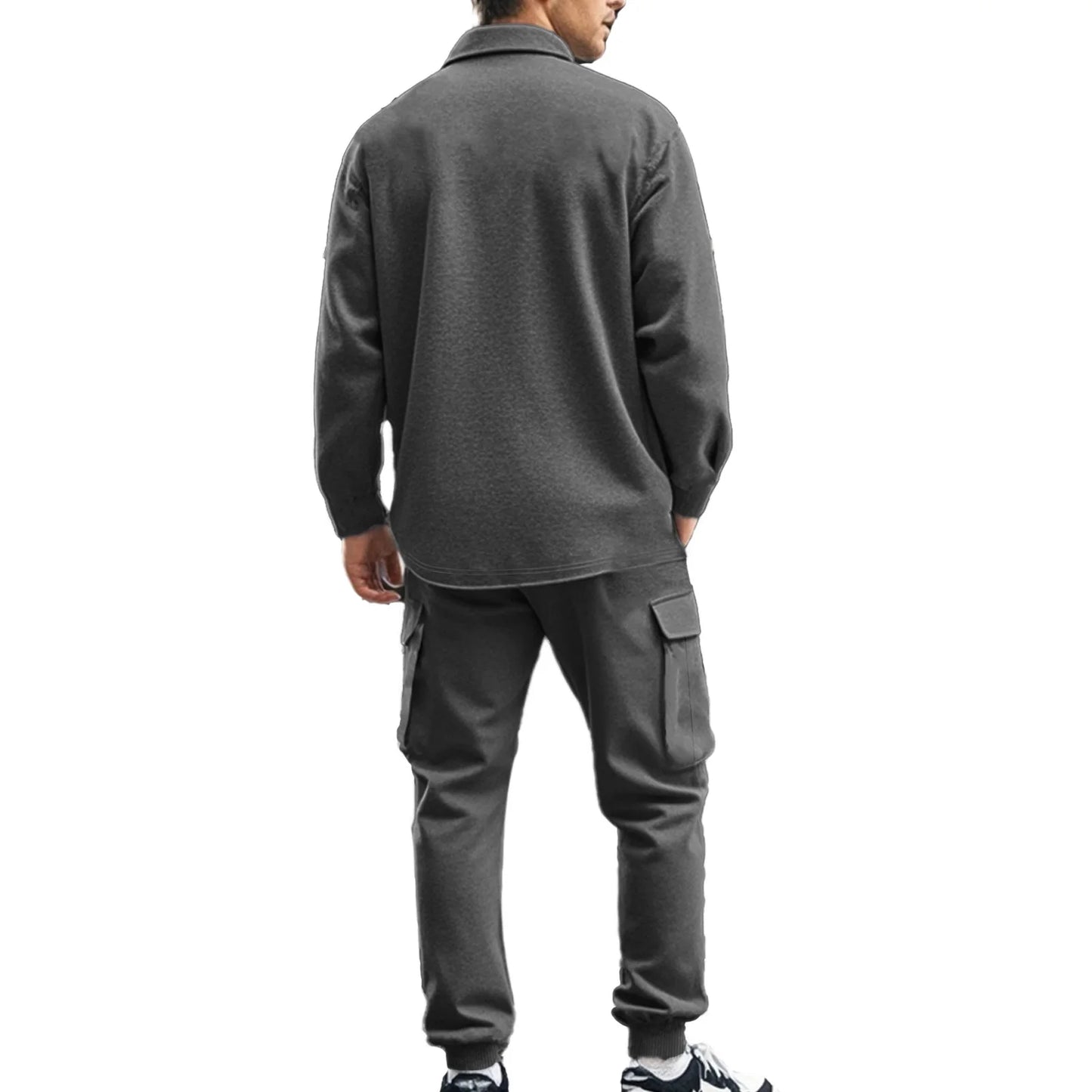 American heavy Fleece men's overalls lined with outdoor sports pants tactical hunting jacket shirt two sets business casual