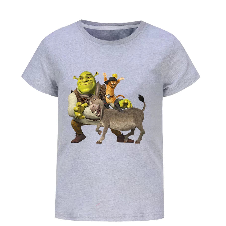 Shrek Child Tracksuit Blouse Short Sleeve Family Matching Clothes Sets for Baby Set for Children From 6 To 12 Years Old Summer