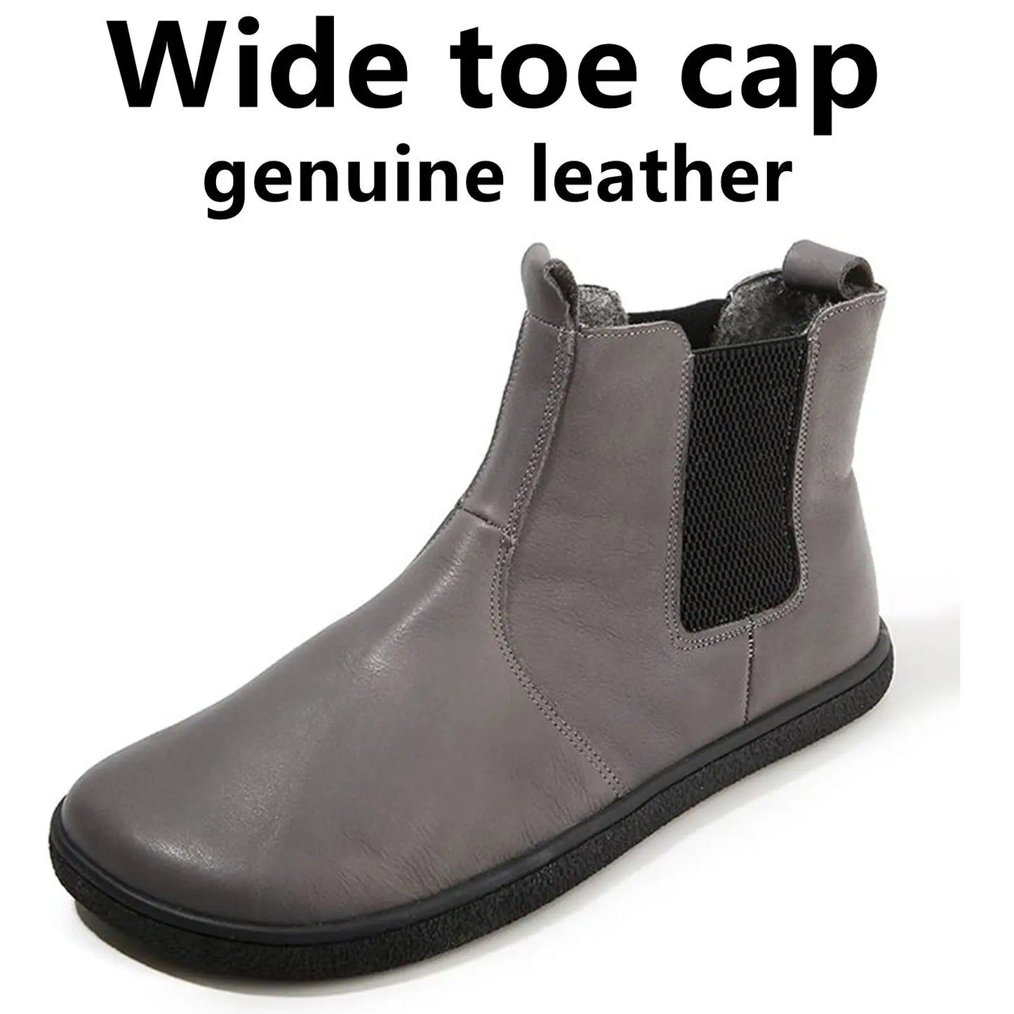 Barefoot Leather Boots With Wool Linning Inside For Women  man Zero Drop Wider Toes Box