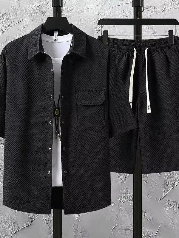 Ice Silk Embroidered ort Sve irt And orts Set for Teen Boys Summer Loose Workwear irt Faionable Brand Five-Quart...