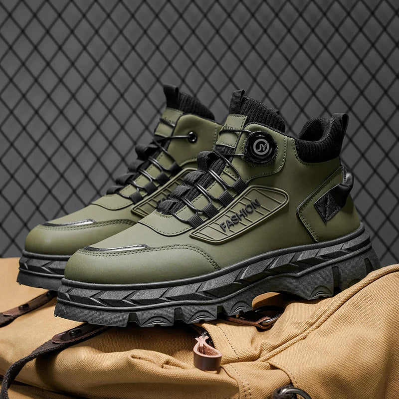 British Style Men's High Boots Fashion Outdoor Comfortable Work Boots Autumn Winter Mens Non-slip Wear-resistant Platform Boots