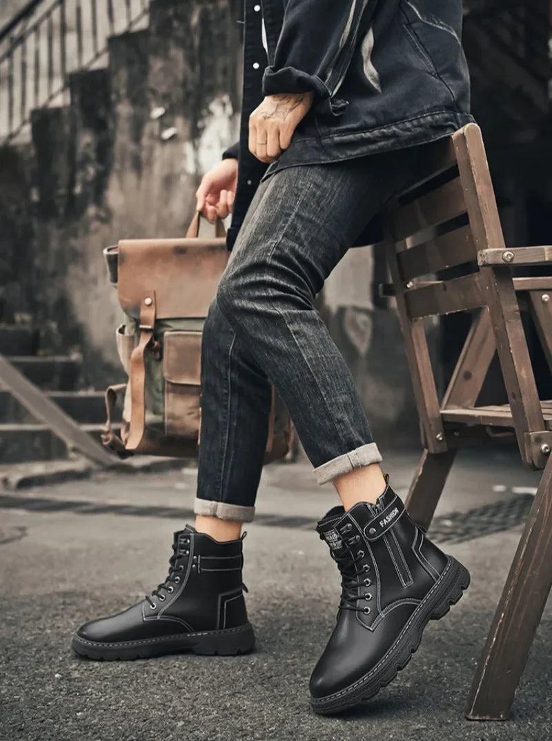 Men's Works Boots Spring Autumn Anti-slip Waterproof Male Sneakers Desert Tactical Boots Outdoor Travel Wear-resistant Man Shoes