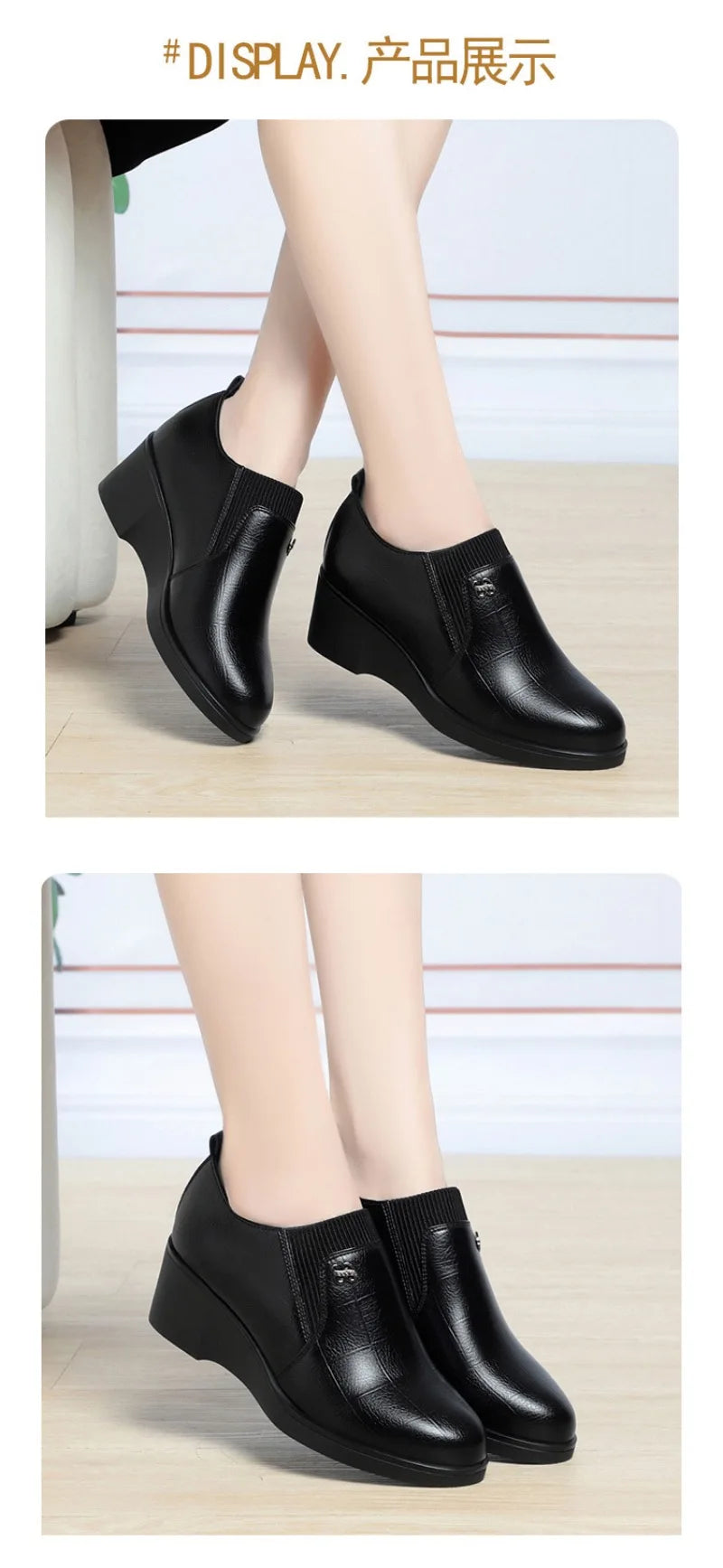 2025 New Women's Shoes Fashion Platform Wedge Shoes Soft Leather Shoes for Women Slip-On Loafers Office Work Shoe Zapatos Mujer