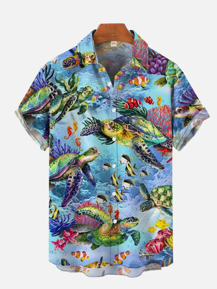 Summer Flamingo Print Shirts Casual Polo Collar Men's Shirt Fashion Animal Print Shirt Hawaiian Beach Style Shirt 3D Print Shirt