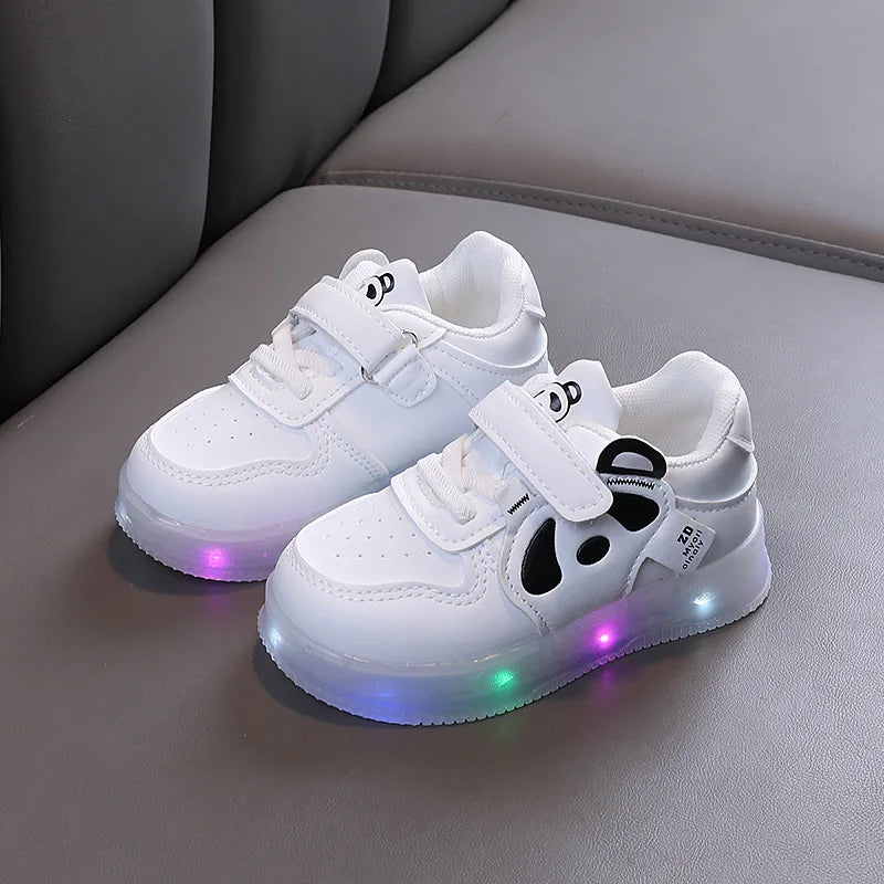 LED Kids Shoes For Girls Cute Cartoon Shoes Baby Girl Kawaii Canvas Shoes Soft Bottom Sneakers Casual Shoes Boys Flat Shoes