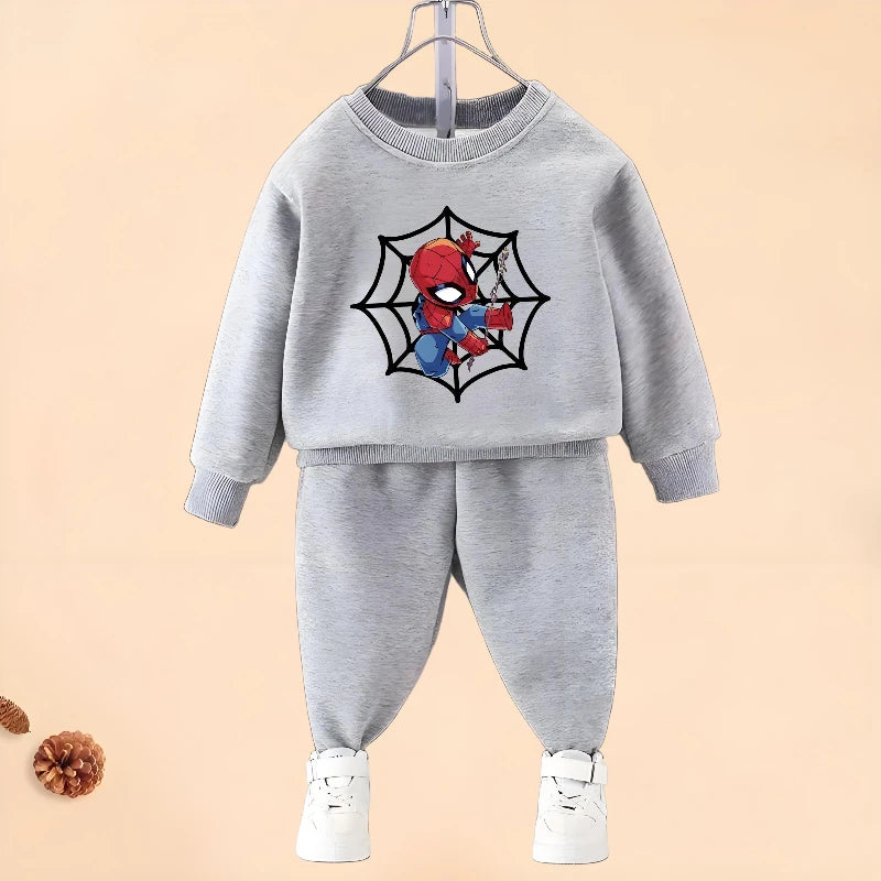 Marvel Anime Spiderman Boys Long Sleeve Hoodies Sets Fall Children's Pullover and Trousers Two Piece Suit Kids Casual Sweatsuit