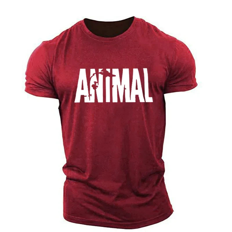 Animal Letter Minimalist Style Fashion Men's T-shirts Short Sleeve O-Neck Sportswear Oversized Gym Tops Street Men Women T Shirt
