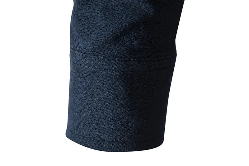 Men Cotton Linen Lace Up Long Sleeve Solid Blouse Shirts Summer Male Solid Loose Pullover Blouse Tops ARJ-A1776