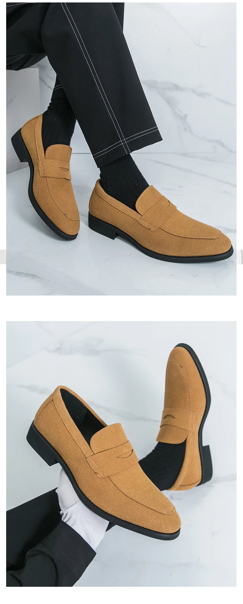 Classic Casual Leather Shoes For Men High Quality Social Shoes Men Fashion Slip On Flat Business Men's Loafers