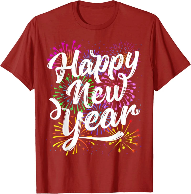 2025 Happy New Year T Shirt Fashion Simple Alphabets Short Sleeve Men Women 3D Printed T-shirt Casual Crew Neck Oversized Tees