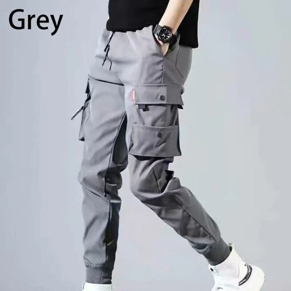Men Cargo Pants Multi Pocket Drawstring Outdoor Man Sweatpants Male Hip Hop Joggers Pants Fashion Sweatpants Overalls Casual