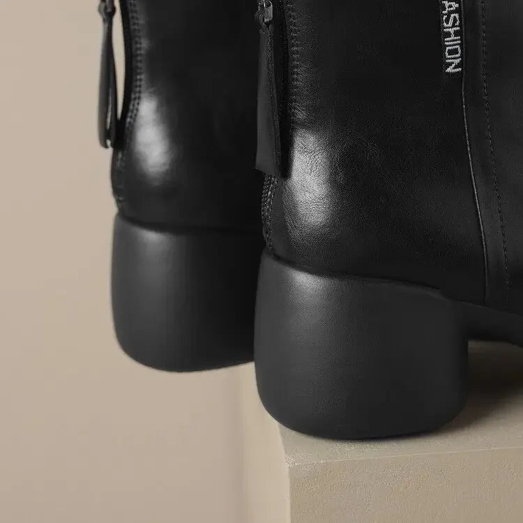 Booties Round Toe Women's Ankle Boots Fashion 2025 Very High Heels Heeled Female Short Shoes Chic and Elegant Boot Footwear Pu