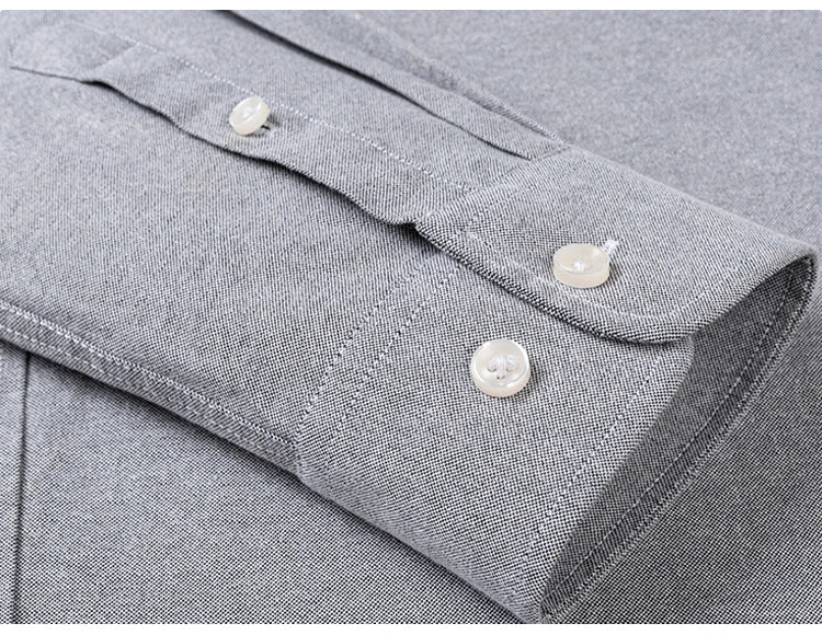 Men's Hard-wearing Comfortable 100% Cotton Long Sleeve Dress Shirt with Pocket, Spring Autumn Casual Oxford Button-Down Shirts