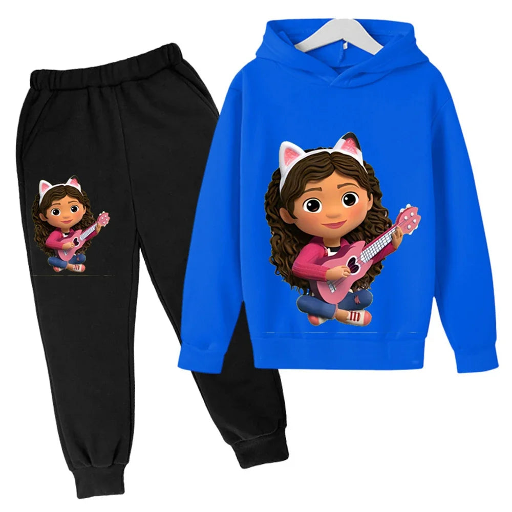 Kids Gabby Cats Hoodie Toddler Girls Gabbys Dollhouse Clothes Baby Boys Long Sleeve Sweatshirt Sets Autumn Children's Clothing