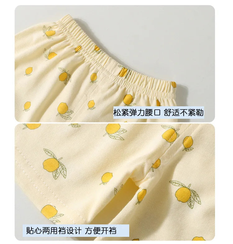 Summer Korean Nordic Style 0-5Y Kids Pajama Set Cotton Animal Print Pure Cotton Baby Girl Boy Sleeping Suit Casual Loose Clothes