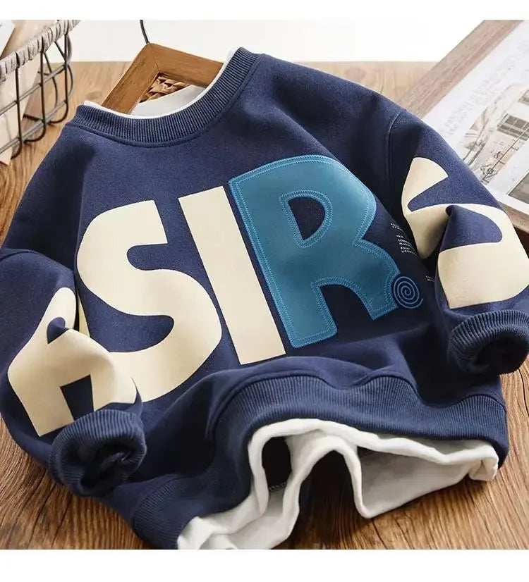 Casual Sportswear Set for Boys Autumn Winter New Style Two-Piece Children's Clothing Trendy Sweatshirt Pants Combo