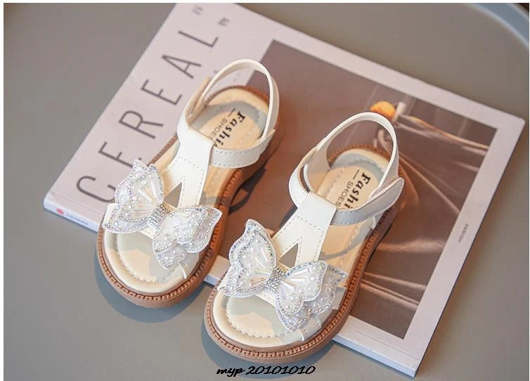 Kids Sandals Girls Shoes Summer New Arrival Beach Shoes with Slip-Resistant Soles Princess Style Sweet Exquisite 23-36 Size