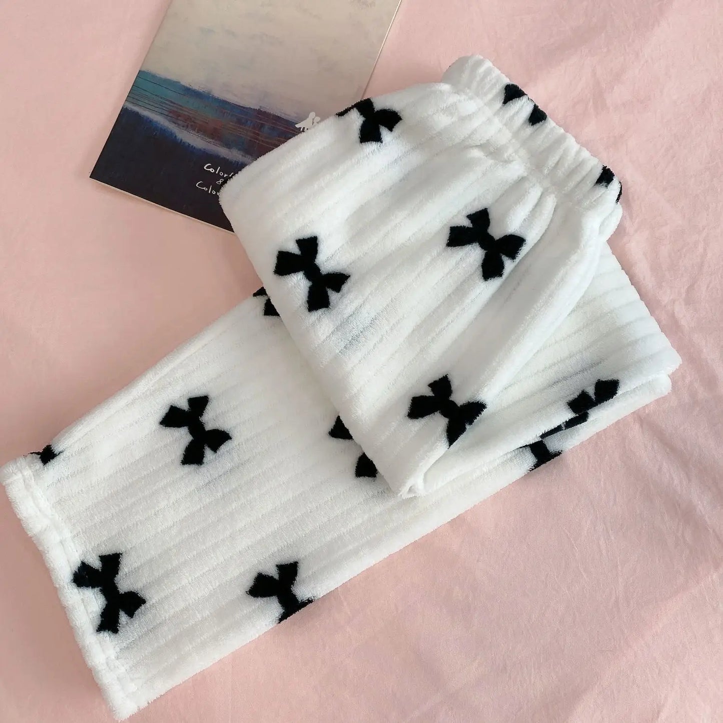 Autumn Winter Plu Print Bear Home Clothes Set Comfortable Long Sve Crew Ne Sweatirt And Pants Spwear for Young Women