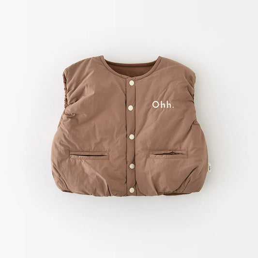 LILIGIRL Winter Baby Vest Thicken Letter Toddler Girls Waistcoat Simple Warm Infant Fleece Padded Coat 6M-3T