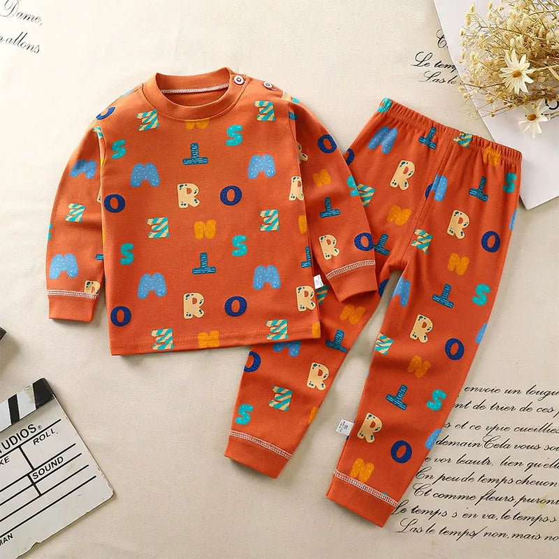 Spring Autumn Toddler Boy Outfits Kids Clothes Girls Korean Cartoon Cute Print Long Sleeve Baby Tops+Pants Children's Sets B238
