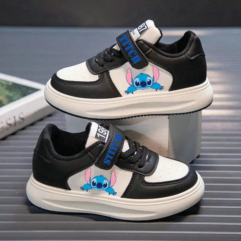 Stitch Children's casual shoes Girls' Sneakers boys White student shoes Cartoon cute Solid sole Kids Running sports shoes 26-37