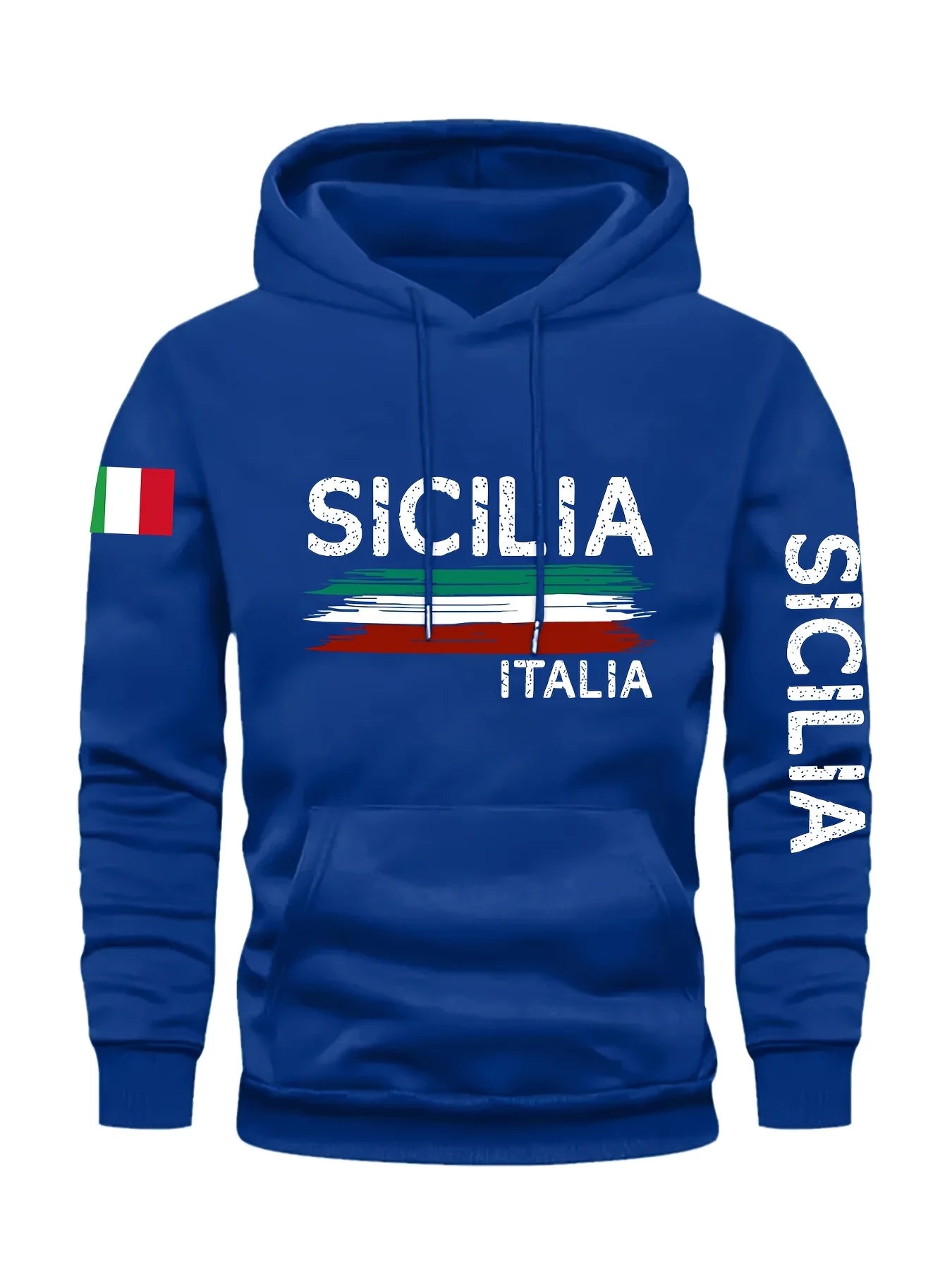 Hoodie Casual Pullover Pocket Geometric Pattern Knit Fabric Slight Stretch Regular Fit Hooded Collar Fashion Sports Sweatshirt