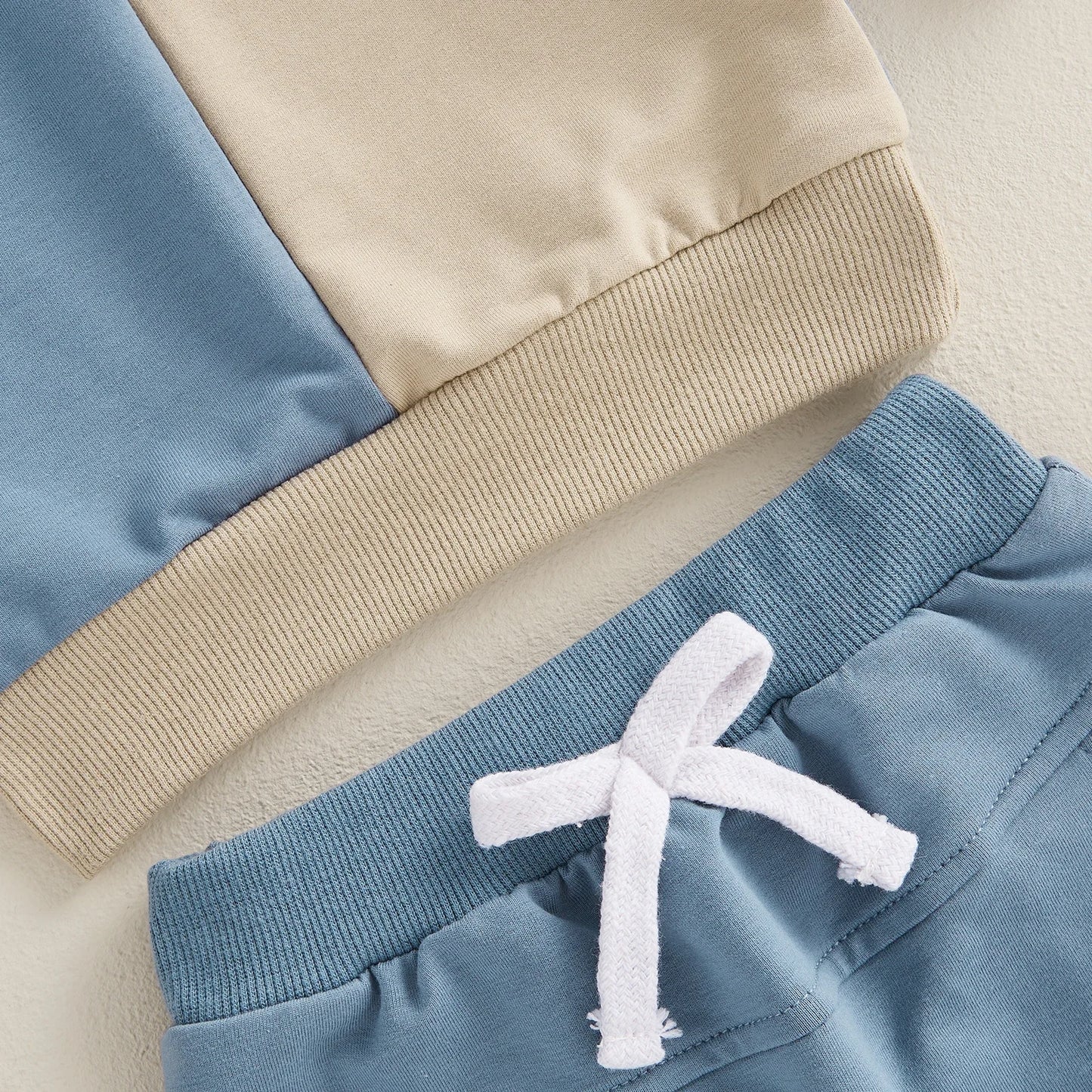 Infant Baby Boy Sweatshirt Pants Set 2pcs Clothing Suit Casual Toddler Long Sleeve Contrast Color Ribbed Cotton Outerwear