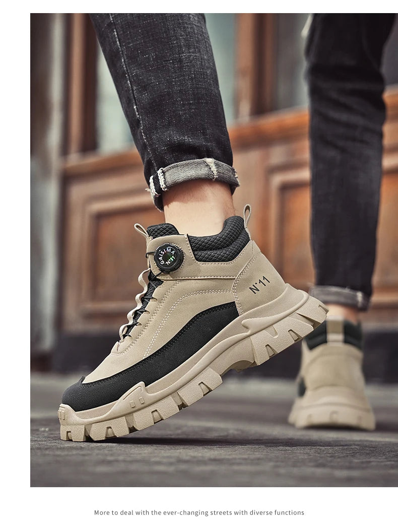 Men's Short Boots 2024 Winter New Thick Soled Work Casual Shoes Waterproof Non-Slip Sneakers Male Tenis Shoes Outdoor Boots Men