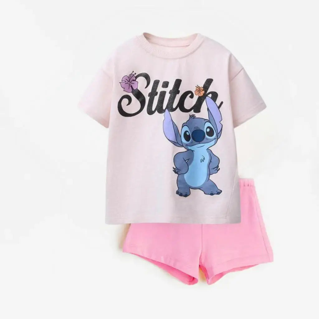 Cartoon Cute Baby Girl Short Sleeve Suit T-shirt + Shorts 2025 New Summer Clothing Fashion Trendy Children Tshirts Tracksuits
