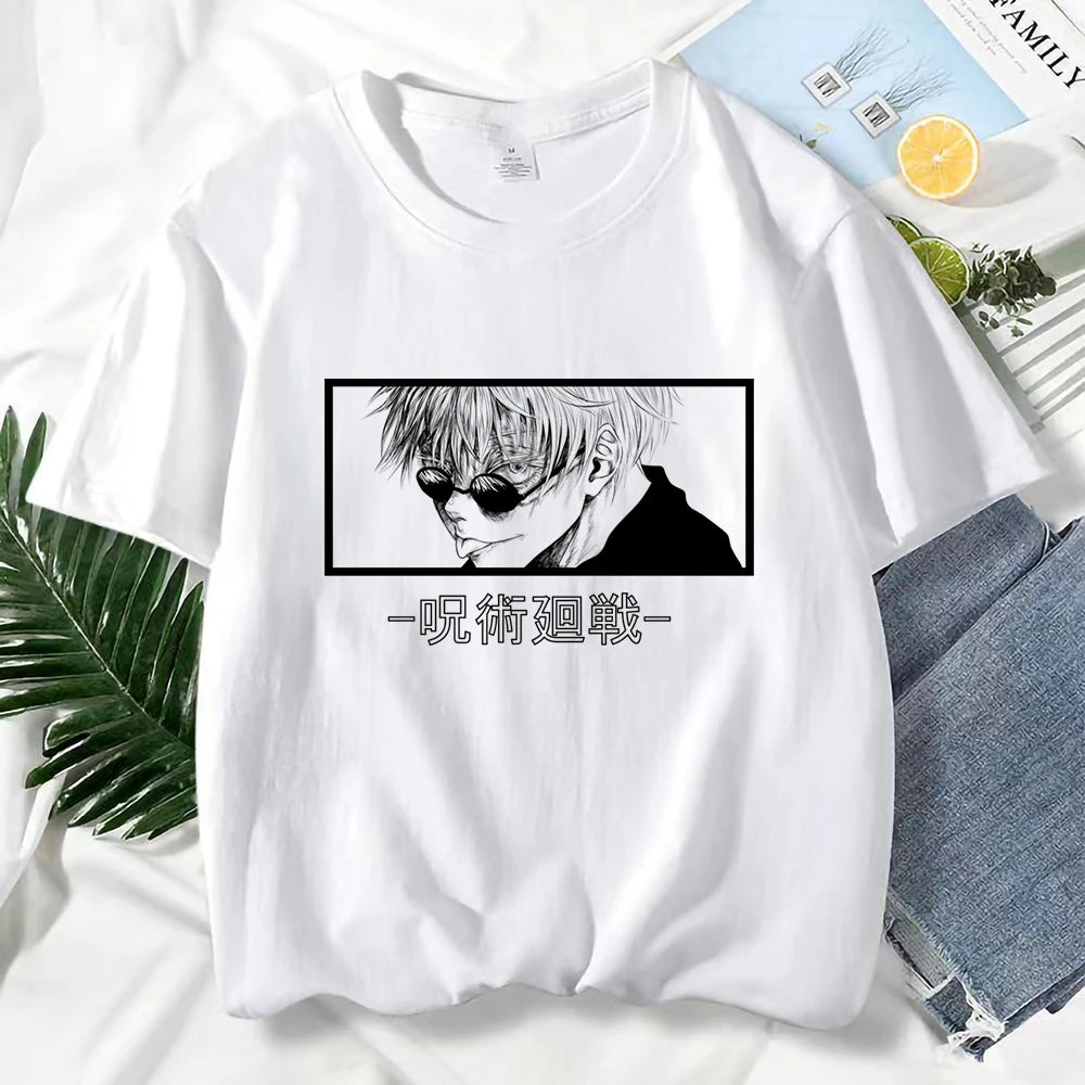 Japanese Anime Jujutsu Kaisen T Shirt for Men Gojo Satoru Print Graphic T Shirts Unisex Harajuku Fashion Casual Short Sleeve Tee
