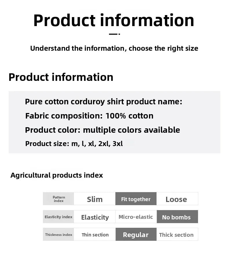 Corduroy Long Sleeve Shirt Casual Slim Fit Youth Multi Pocket Wear Resistant Fashionable Spring Autumn Men's Outerwear