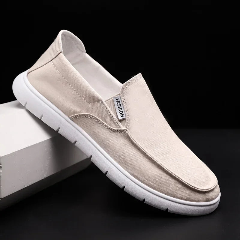 2025 Spring Summer Cloth Shoes Men Flat Footwear Slip-on Brand Street Style Cool Young Mens Casual Shoes Black Blue D325