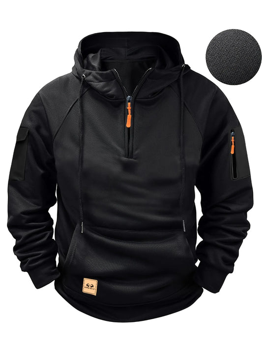 Hoodie 2025 Spring and Autumn Men's Hoodie Zipper Multi Pocket Sports Running Solid Color Multi Color Casual Hoodie